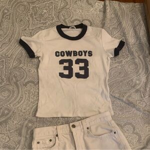 Brandy Melville White Tee with Navy Details